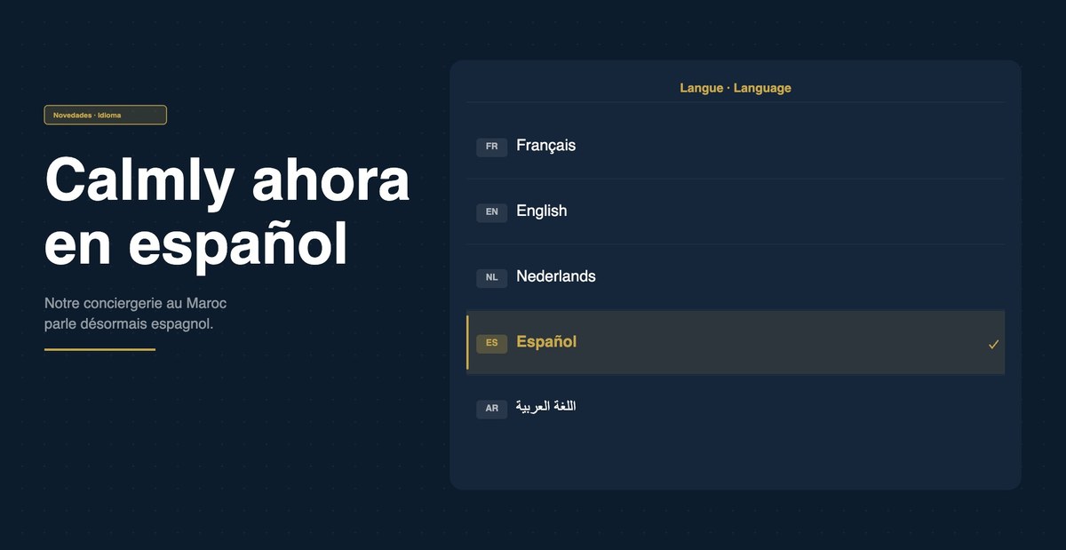 Calmly ahora en español — Conciergerie Airbnb au Maroc en espagnol